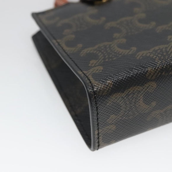 CELINE Triomphe Schlüsseletui PVC Schwarz Gold Auth 136339