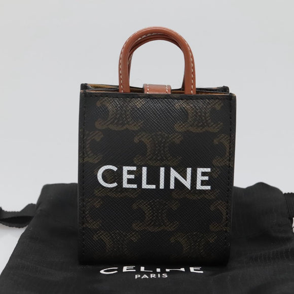 CELINE Triomphe Schlüsseletui PVC Schwarz Gold Auth 136339