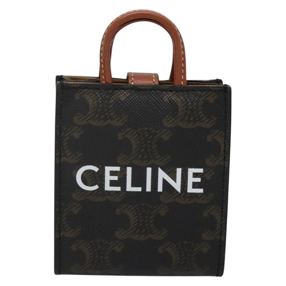 CELINE Triomphe Schlüsseletui PVC Schwarz Gold Auth 136339