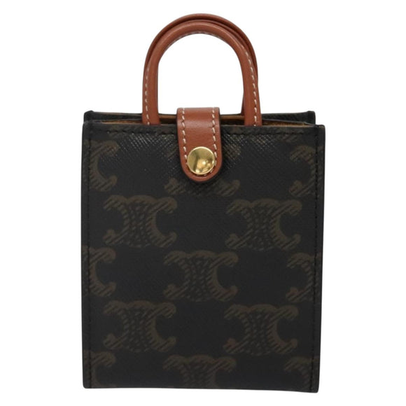 CELINE Triomphe Schlüsseletui PVC Schwarz Gold Auth 136339