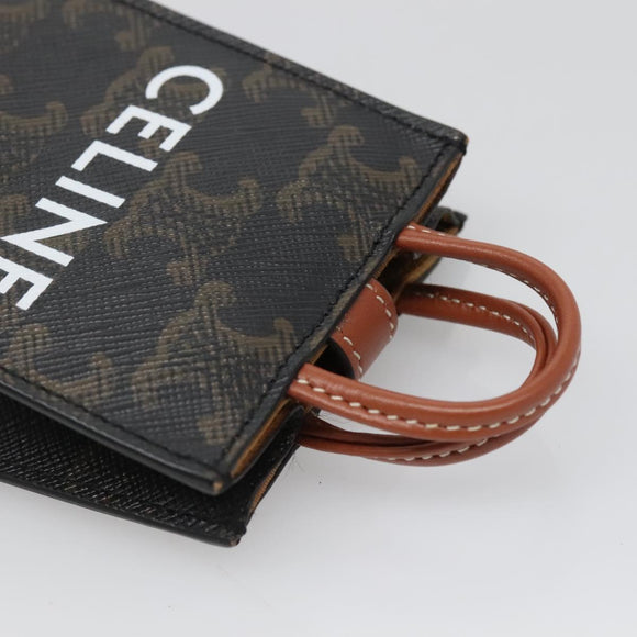 CELINE Triomphe Schlüsseletui PVC Schwarz Gold Auth 136339
