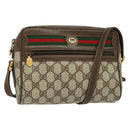 GUCCI GG Supreme Web Sherry Line Bag PVC Beige Gold 119 02 087 Auth 136367-1
