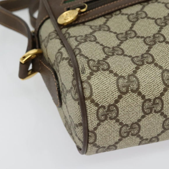 GUCCI GG Supreme Web Sherry Line Bag PVC Beige Gold 119 02 087 Auth 136367