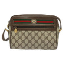 GUCCI GG Supreme Web Sherry Line Bag PVC Beige Gold 119 02 087 Auth 136367-13