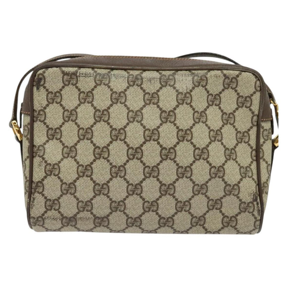GUCCI GG Supreme Web Sherry Line Bag PVC Beige Gold 119 02 087 Auth 136367