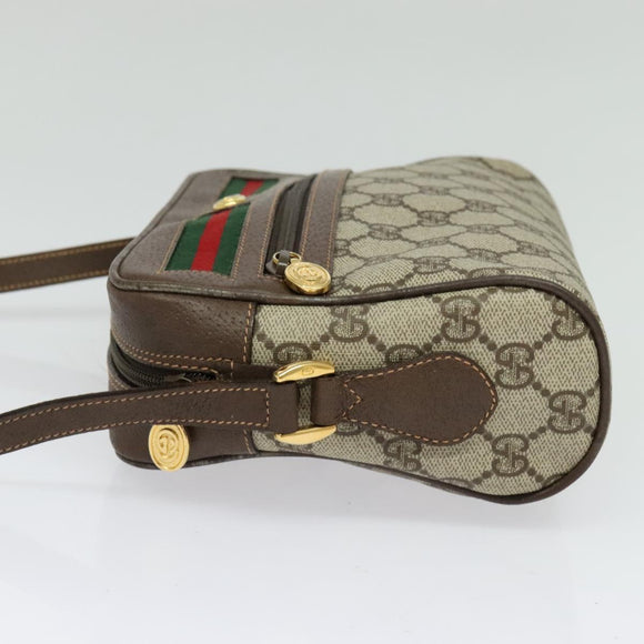 GUCCI GG Supreme Web Sherry Line Bag PVC Beige Gold 119 02 087 Auth 136367