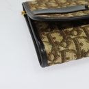 Christian Dior Trotter Canvas Chain Shoulder Bag Beige Gold Auth 136388-10