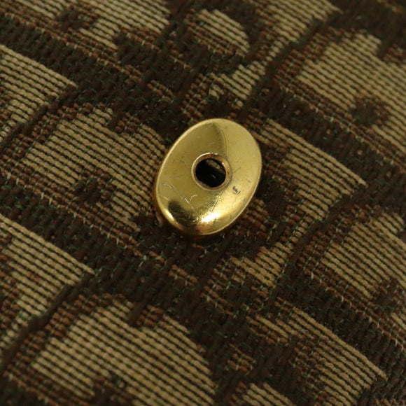 Christian Dior Trotter Canvas Chain Shoulder Bag Beige Gold Auth 136388