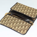 Christian Dior Trotter Canvas Chain Shoulder Bag Beige Gold Auth 136388-16