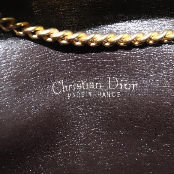 Christian Dior Trotter Canvas Chain Shoulder Bag Beige Gold Auth 136388