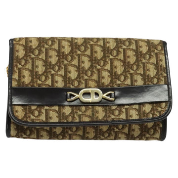 Christian Dior Trotter Canvas Chain Shoulder Bag Beige Gold Auth 136388 - 0