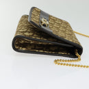 Christian Dior Trotter Canvas Chain Shoulder Bag Beige Gold Auth 136388-5