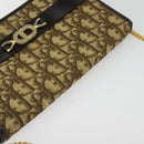Christian Dior Trotter Canvas Chain Shoulder Bag Beige Gold Auth 136388-6