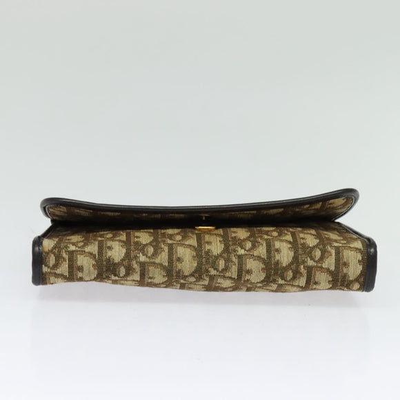 Christian Dior Trotter Canvas Chain Shoulder Bag Beige Gold Auth 136388