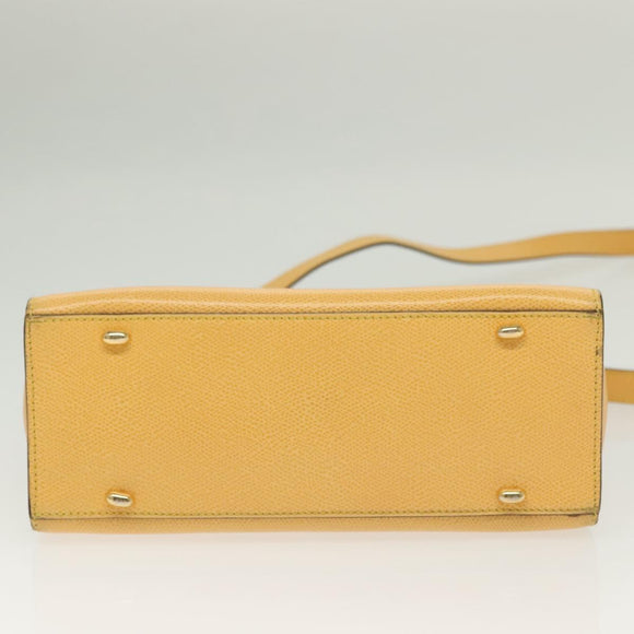 CELINE Hand Bag Leather 2way Yellow Auth 136390