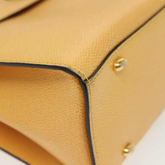 CELINE Hand Bag Leather 2way Yellow Auth 136390
