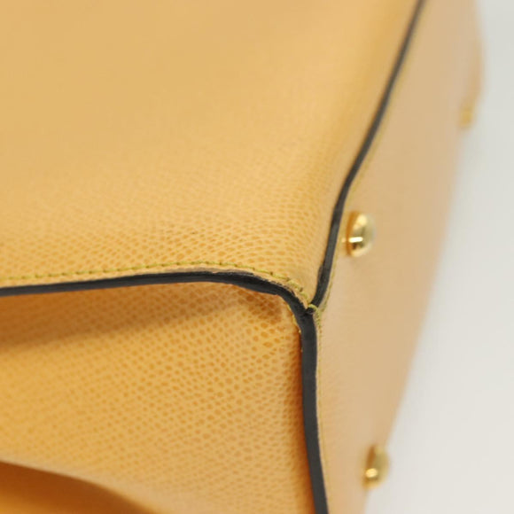 CELINE Hand Bag Leather 2way Yellow Auth 136390