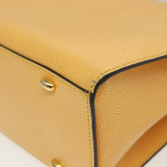 CELINE Hand Bag Leather 2way Yellow Auth 136390