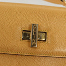 CELINE Hand Bag Leather 2way Yellow Auth 136390-19