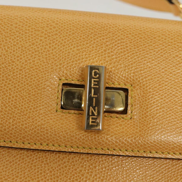 CELINE Hand Bag Leather 2way Yellow Auth 136390