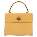 CELINE Hand Bag Leather 2way Yellow Auth 136390-13