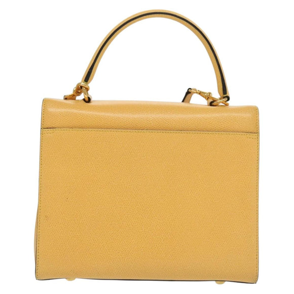 CELINE Hand Bag Leather 2way Yellow Auth 136390