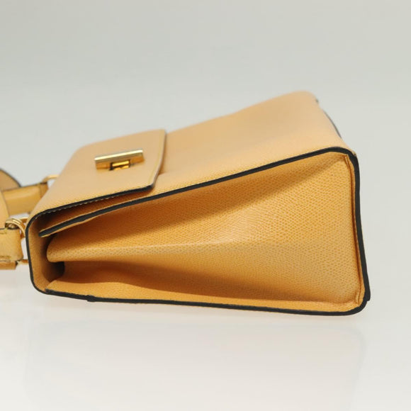 CELINE Hand Bag Leather 2way Yellow Auth 136390