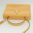 CELINE Hand Bag Leather 2way Yellow Auth 136390-6
