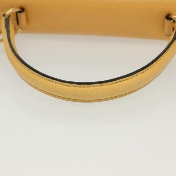 CELINE Hand Bag Leather 2way Yellow Auth 136390
