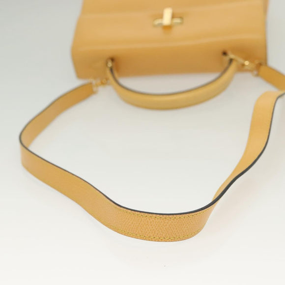 CELINE Hand Bag Leather 2way Yellow Auth 136390