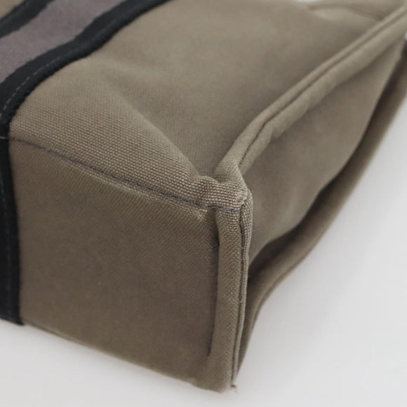 HERMES Fourre Tout PM Hand Bag Canvas Gray Navy Auth 136396