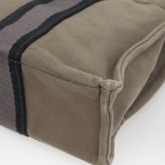 HERMES Fourre Tout PM Hand Bag Canvas Gray Navy Auth 136396