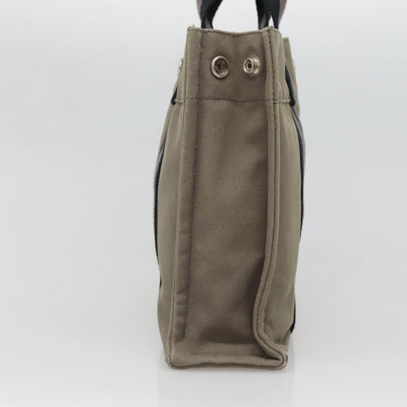 HERMES Fourre Tout PM Hand Bag Canvas Gray Navy Auth 136396