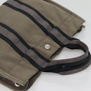 HERMES Fourre Tout PM Hand Bag Canvas Gray Navy Auth 136396-6