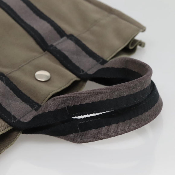 HERMES Fourre Tout PM Hand Bag Canvas Gray Navy Auth 136396