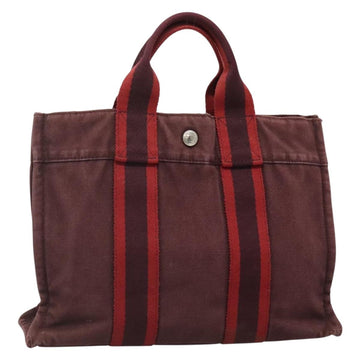 HERMES Fourre Tout PM Hand Bag Canvas Bordeaux Auth 136397