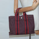 HERMES Fourre Tout PM Hand Bag Canvas Bordeaux Auth 136397-19