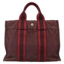HERMES Fourre Tout PM Hand Bag Canvas Bordeaux Auth 136397-13