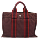 HERMES Fourre Tout PM Hand Bag Canvas Bordeaux Auth 136397-2