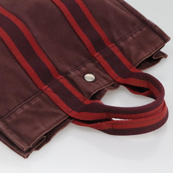 HERMES Fourre Tout PM Hand Bag Canvas Bordeaux Auth 136397