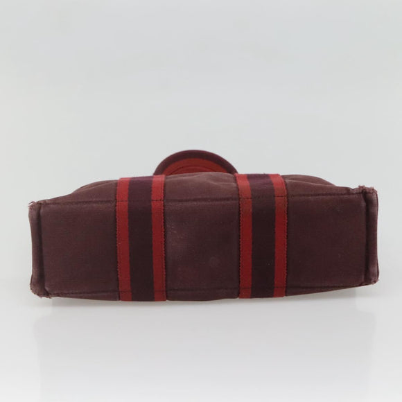 HERMES Fourre Tout PM Hand Bag Canvas Bordeaux Auth 136397