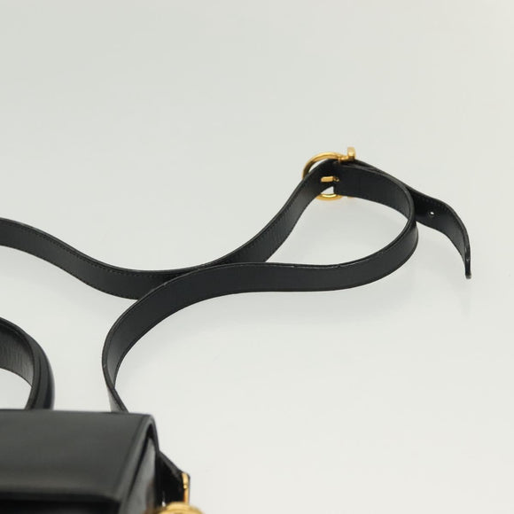 Salvatore Ferragamo Gancini Hand Bag Leather 2way Black Gold Auth 136400