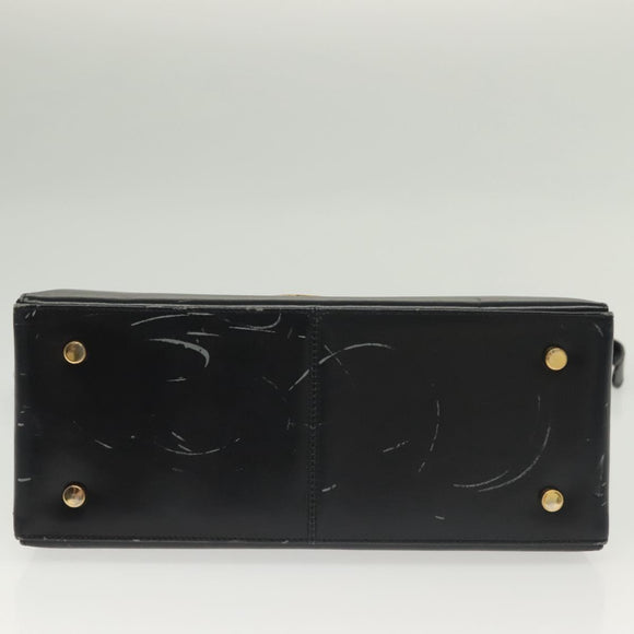 Salvatore Ferragamo Gancini Hand Bag Leather 2way Black Gold Auth 136400