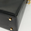 Salvatore Ferragamo Gancini Hand Bag Leather 2way Black Gold Auth 136400-13