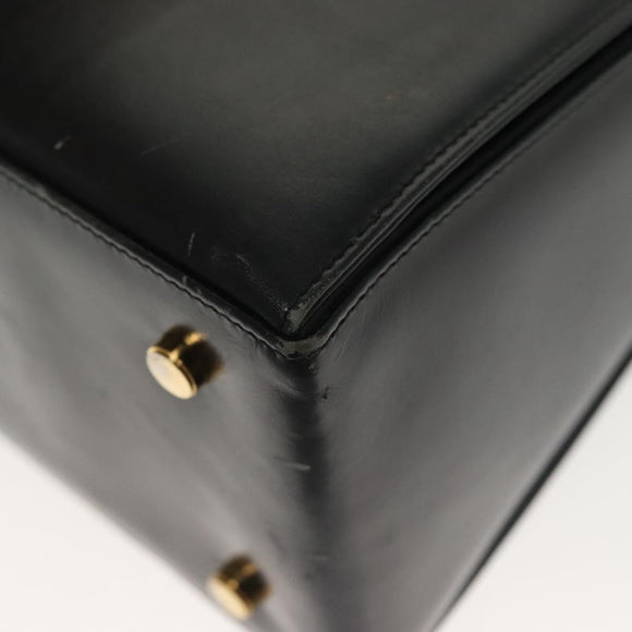 Salvatore Ferragamo Gancini Hand Bag Leather 2way Black Gold Auth 136400