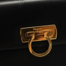 Salvatore Ferragamo Gancini Hand Bag Leather 2way Black Gold Auth 136400-17