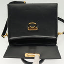 Salvatore Ferragamo Gancini Hand Bag Leather 2way Black Gold Auth 136400-18
