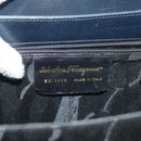 Salvatore Ferragamo Gancini Hand Bag Leather 2way Black Gold Auth 136400-19