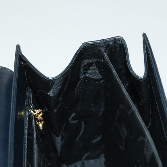 Salvatore Ferragamo Gancini Hand Bag Leather 2way Black Gold Auth 136400