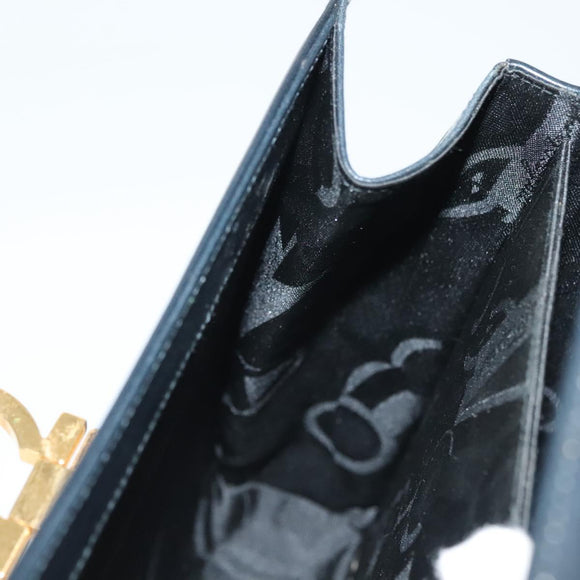 Salvatore Ferragamo Gancini Hand Bag Leather 2way Black Gold Auth 136400